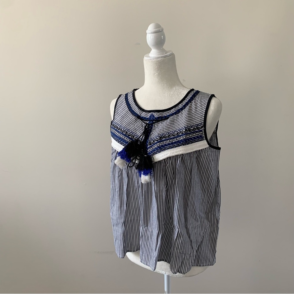 NWT - Velzera - Gray and Blue Embellished Blouse - Small